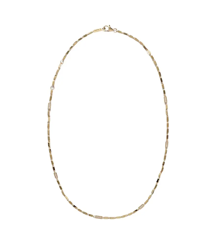 Suzanne Kalan Block-Chain 18kt gold necklace with diamonds