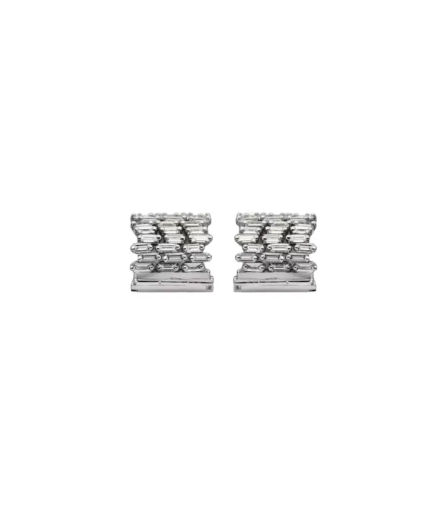 Suzanne Kalan Rondelle 18kt white gold earrings with diamonds
