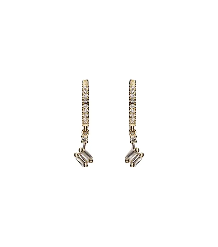 Suzanne Kalan 18kt gold drop earrings with diamonds