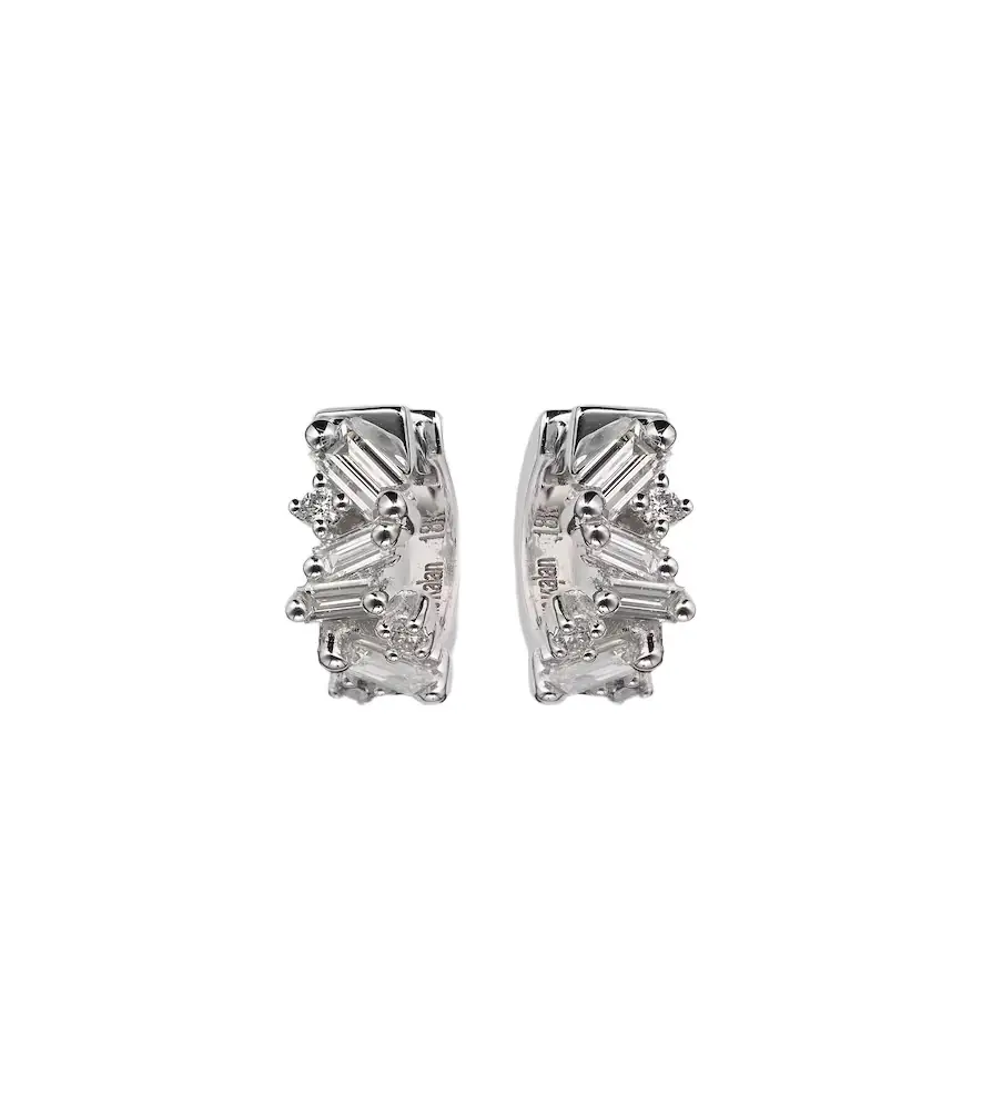 Suzanne Kalan Frenzy 18kt white gold huggies with diamonds