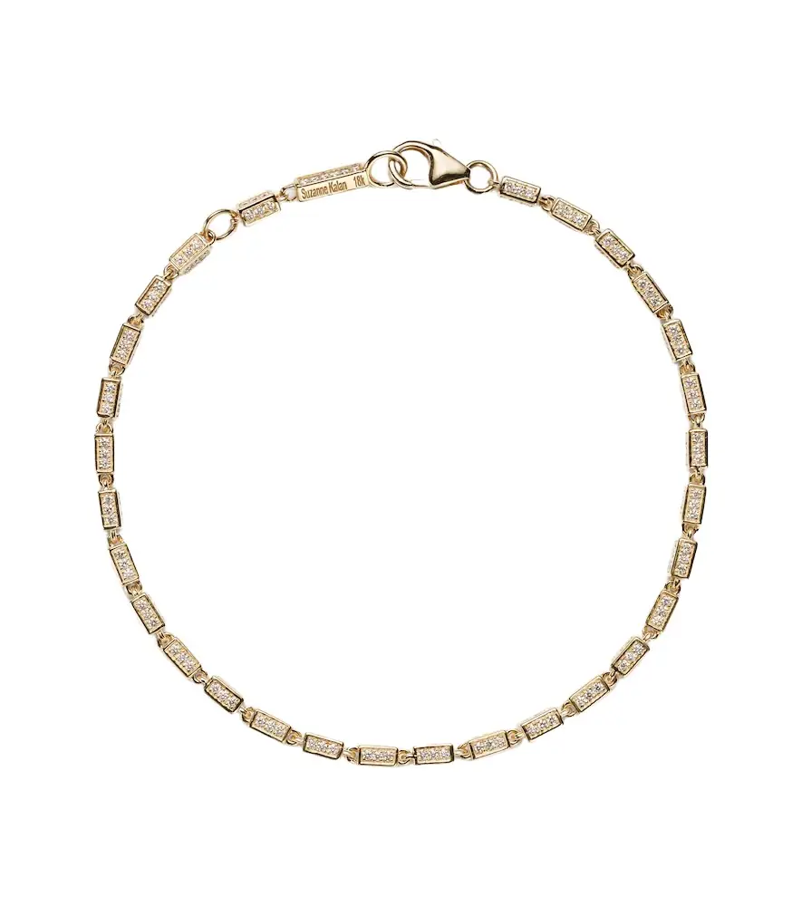 Suzanne Kalan Block-Chain Mini 18kt gold bracelet with diamonds