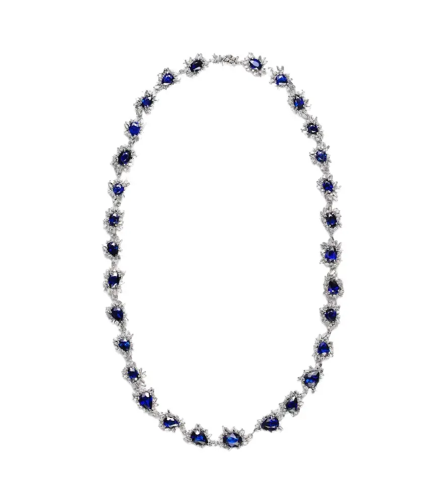 Suzanne Kalan 18kt white gold necklace with sapphires and diamonds