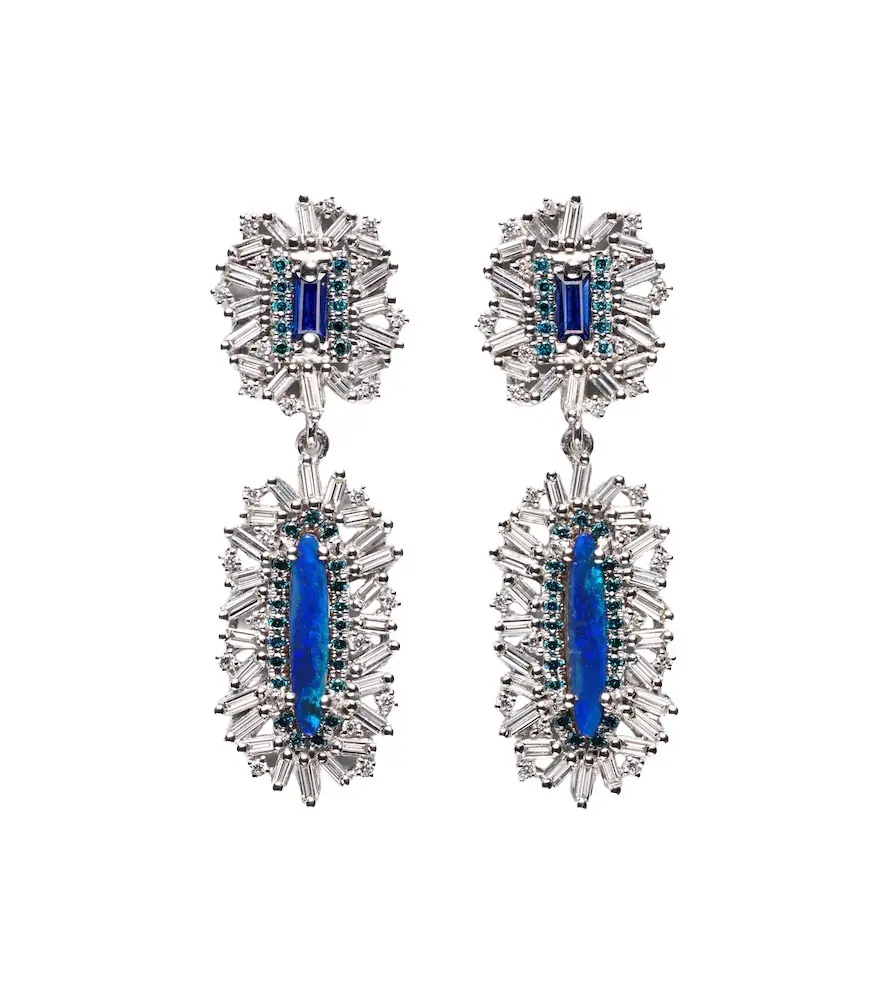 Suzanne Kalan 18kt white gold drop earrings with gemstones