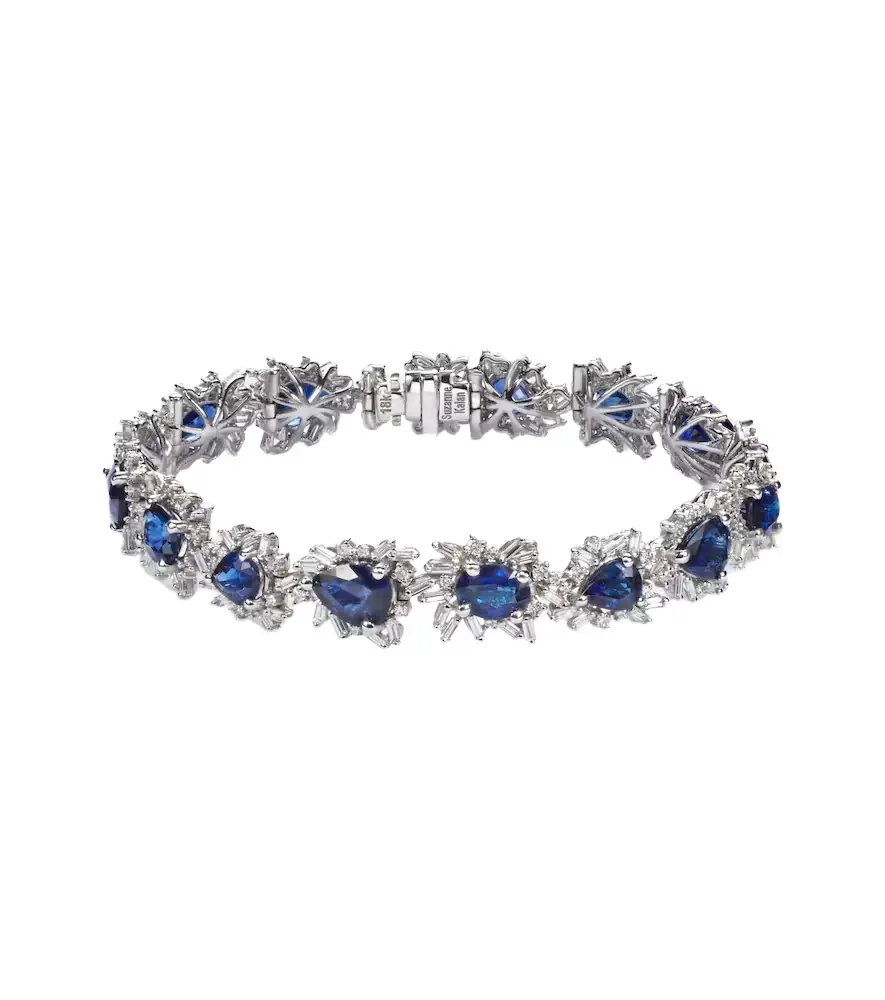 Suzanne Kalan 18kt white gold tennis bracelet with sapphires and diamonds