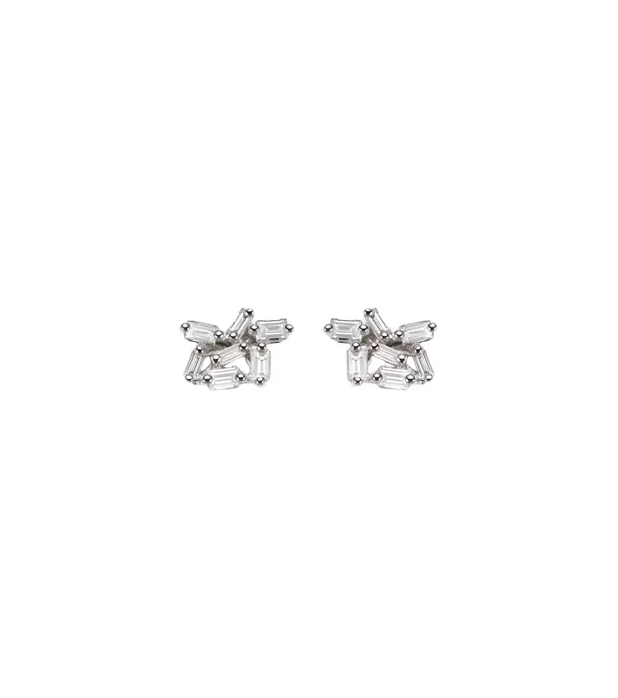 Suzanne Kalan Classic 18kt white gold stud earrings with diamonds