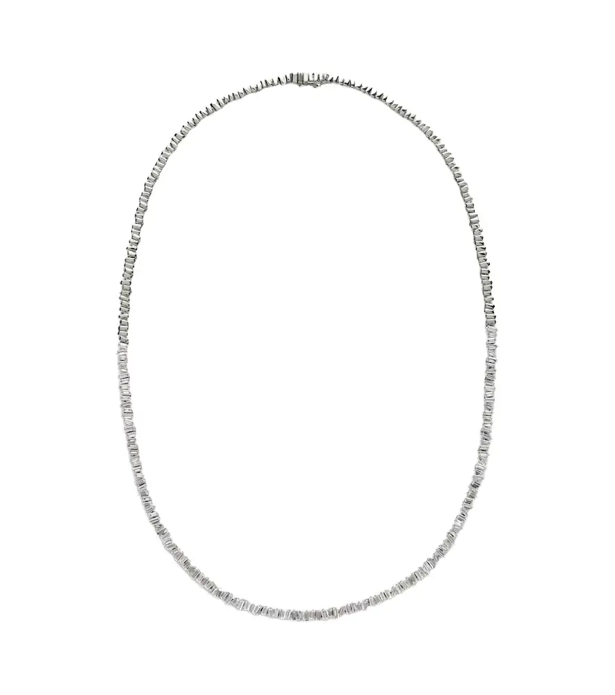 Suzanne Kalan Mini 18kt white gold tennis necklace with diamonds
