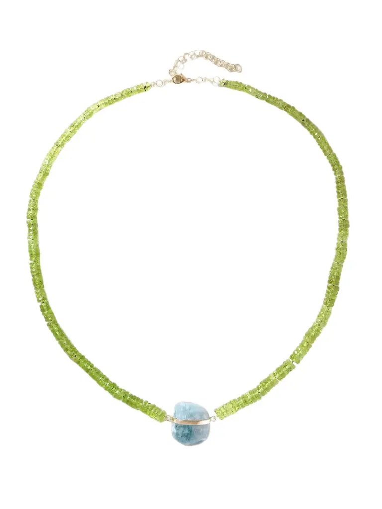 JIA JIA Aurora 14-karat Gold Peridot, Aquamarine Necklace