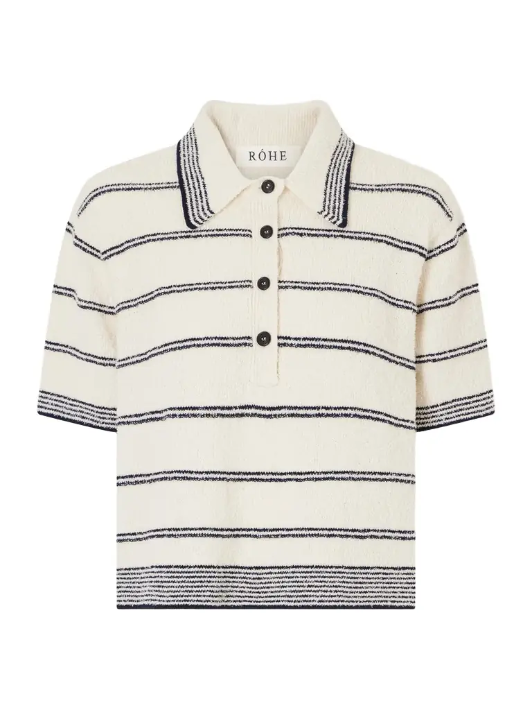 RÓHE Striped Cotton-blend Terry Polo Shirt