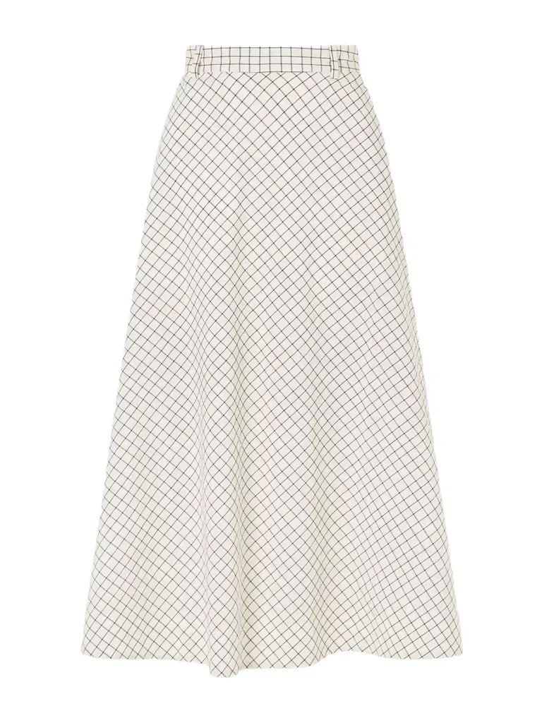 RÓHE Checked Cotton-blend Poplin Midi Skirt