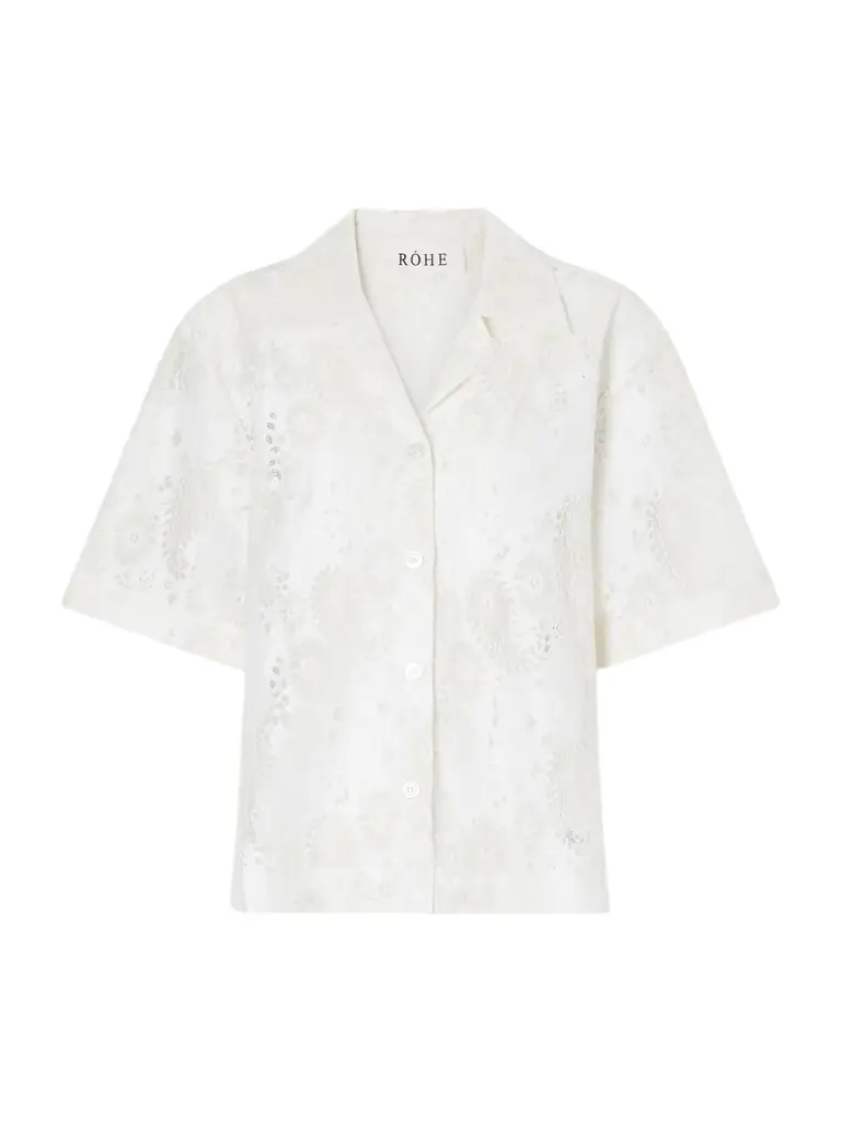 RÓHE Embroidered Linen-blend Lace Shirt