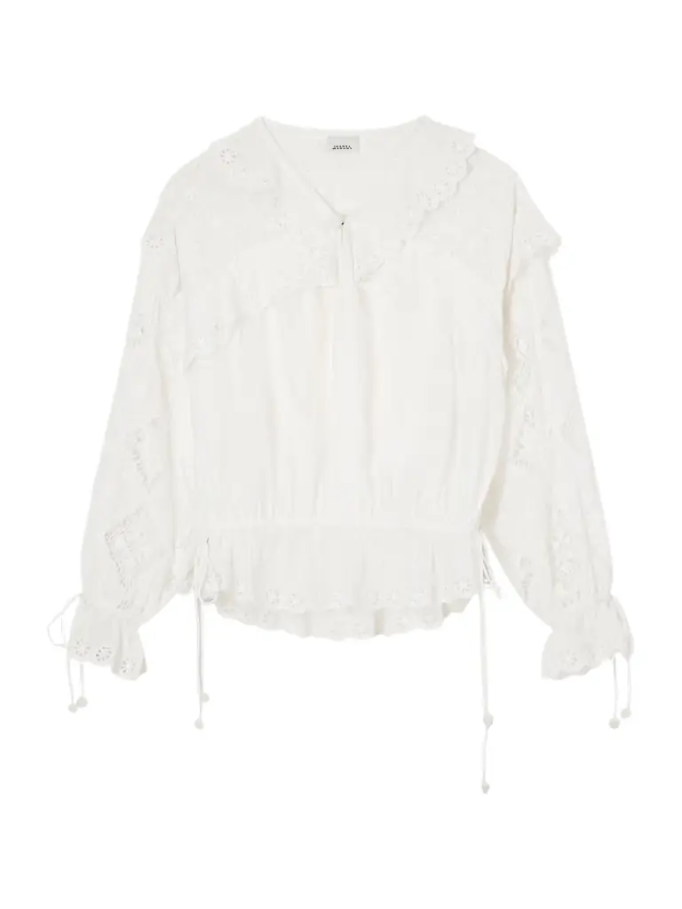 Isabel Marant Nowana Broderie Anglaise Cotton And Silk-blend Blouse