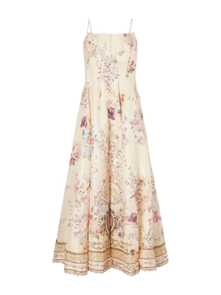 Camilla Crystal-embellished Printed Linen And Silk-blend Midi Dress