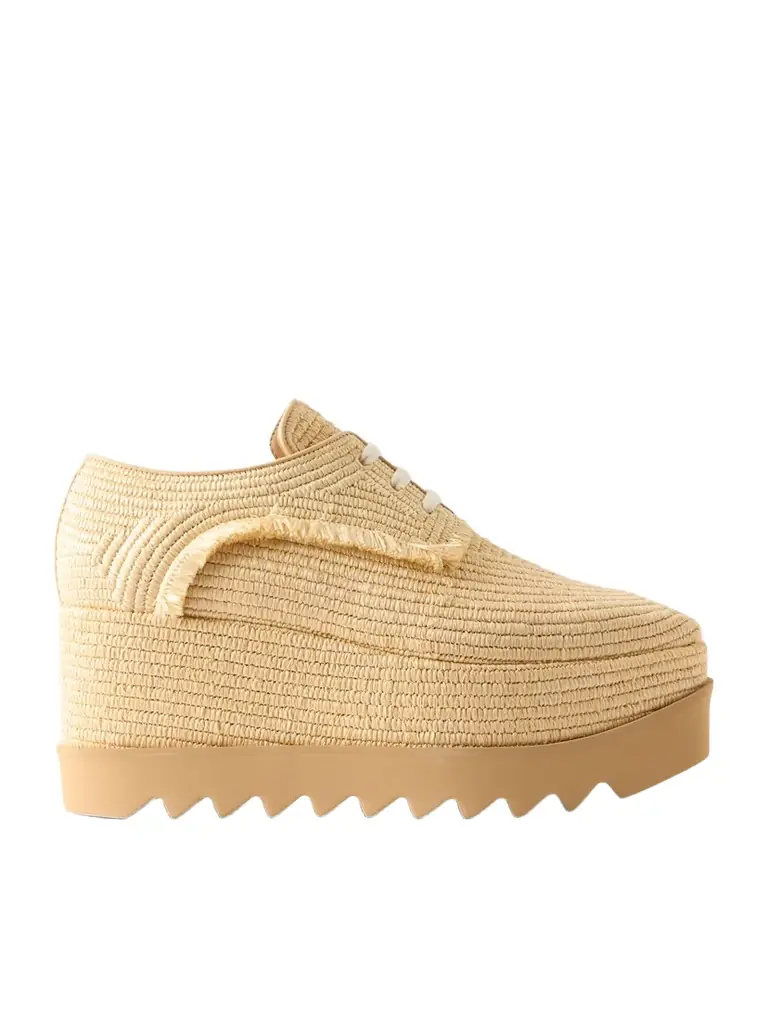 Stella McCartney Elyse Woven Raffia Platform Brogues
