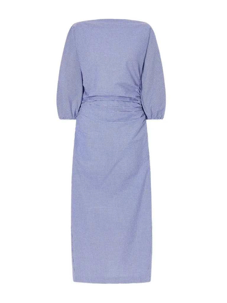 BERNADETTE Checked Cotton Midi Dress
