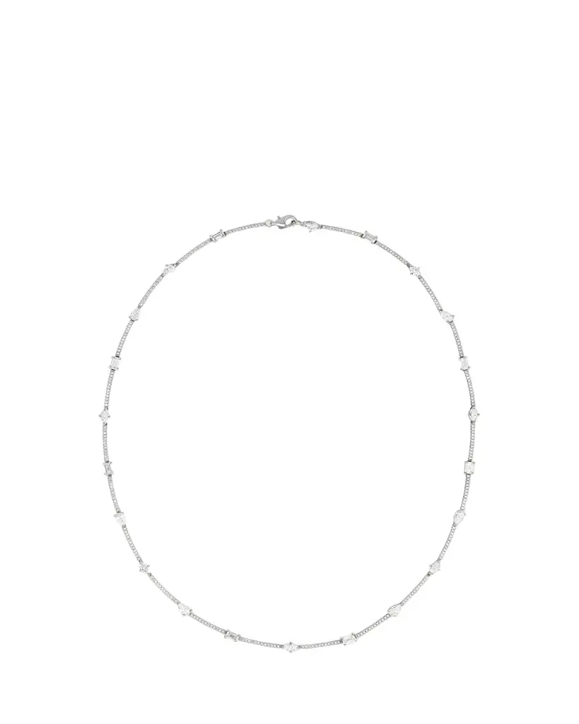 Lana 14K White Gold Fancies Curve Link Necklace with Diamonds, 16"L