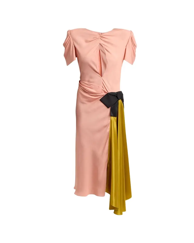 Valentino Garavani Gathered Colorblock Midi Dress