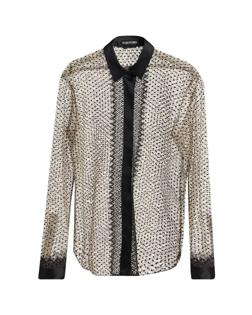 TOM FORD Polka-Dot Lace Button-Down Shirt