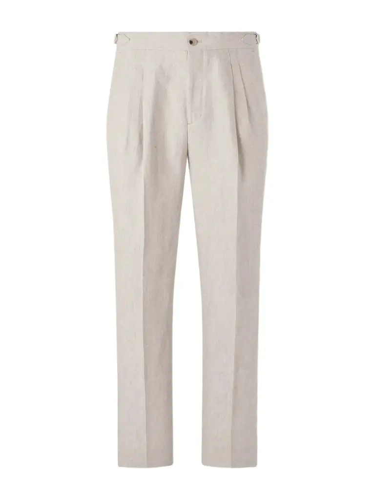 MR P. Straight-Leg Pleated Linen Trousers - Men