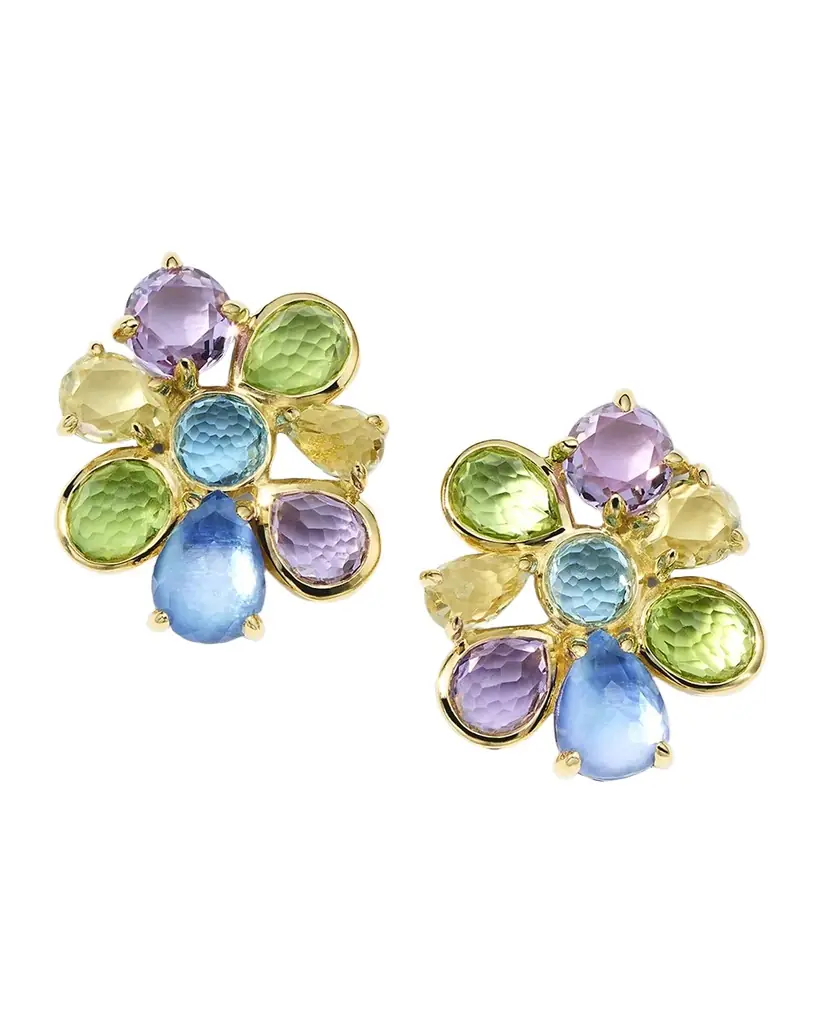 Ippolita 18K Gold Rock Candy 8 Stone Cluster Earrings in Alpine