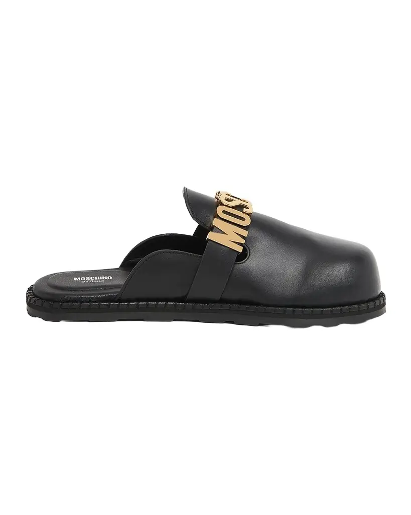 Moschino Men 's M Logo Leather Mules