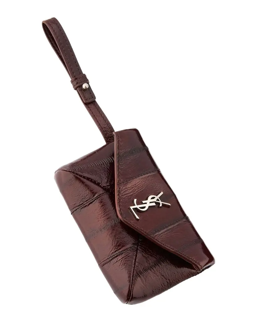 Saint Laurent Men 's Cassandre Micro YSL Envelope Pouch in Grained Leather