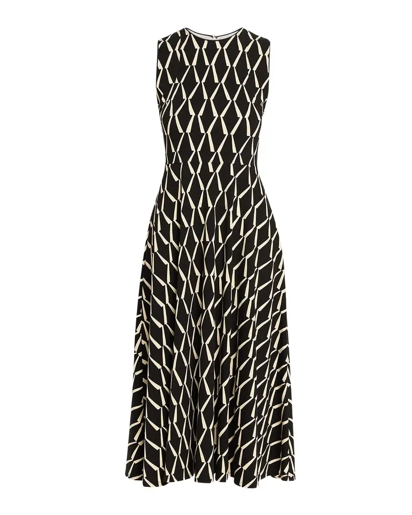 Max Mara Sleeveless Geometric-Print Jersey Midi Dress
