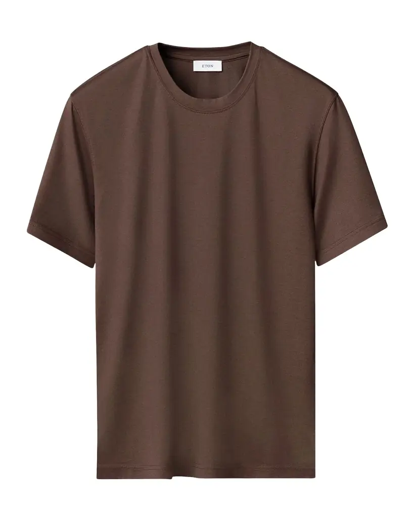 Eton Men 's Cotton and Silk Solid Crewneck T-Shirt