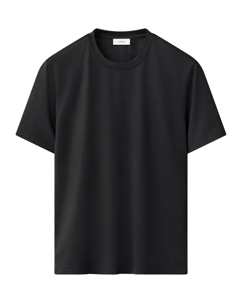 Eton Men 's Cotton and Silk Solid Crewneck T-Shirt
