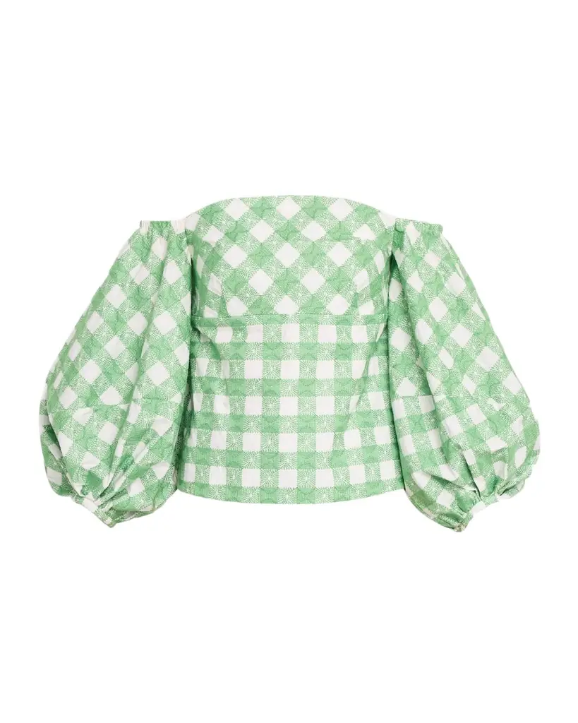 Rosie Assoulin Balloon-Sleeve Empire Off-The-Shoulder Top