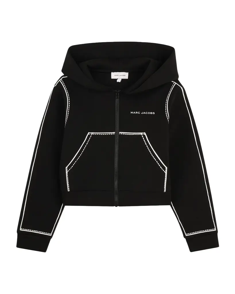 Marc Jacobs Girl 's Contrast-Stitched Zip-Front Hoodie, Size -14