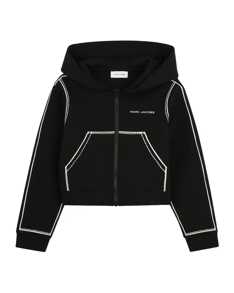 Marc Jacobs Girl 's Contrast-Stitched Zip-Front Hoodie, Size 8-12