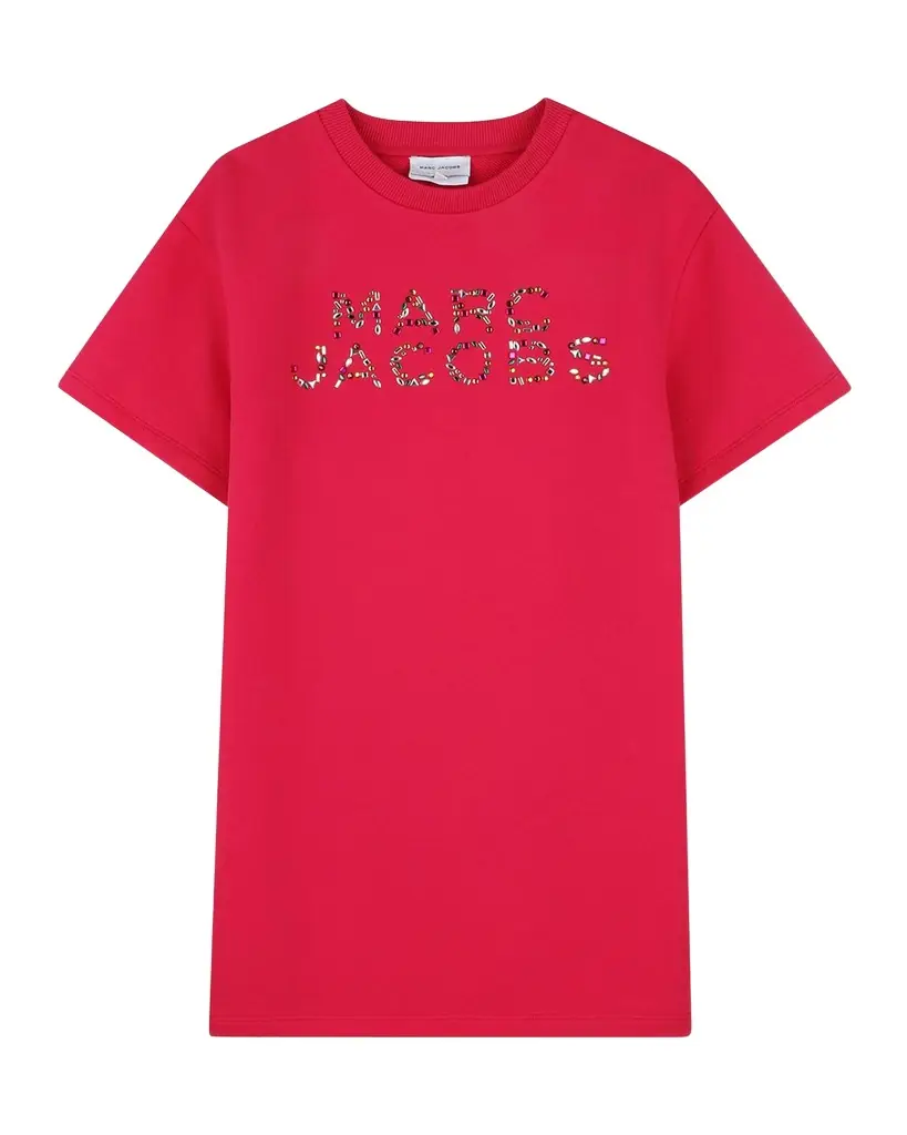 Marc Jacobs Girl 's Rhinestone Logo Short-Sleeved T-Shirt, Size 4-6