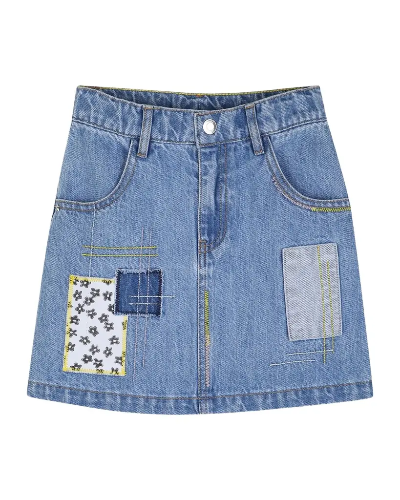 Marc Jacobs Girl 's Patchwork Mini Denim Skirt, Size 4-6