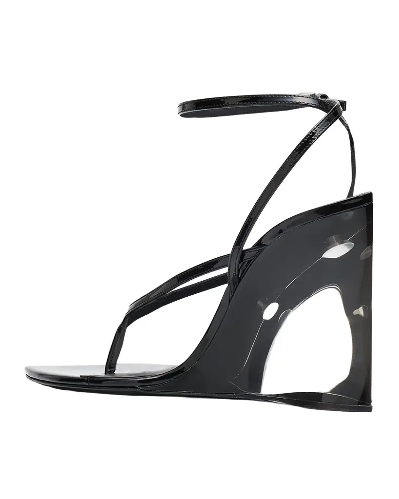 ALAIA 90mm Patent Leather Wedge Sandals