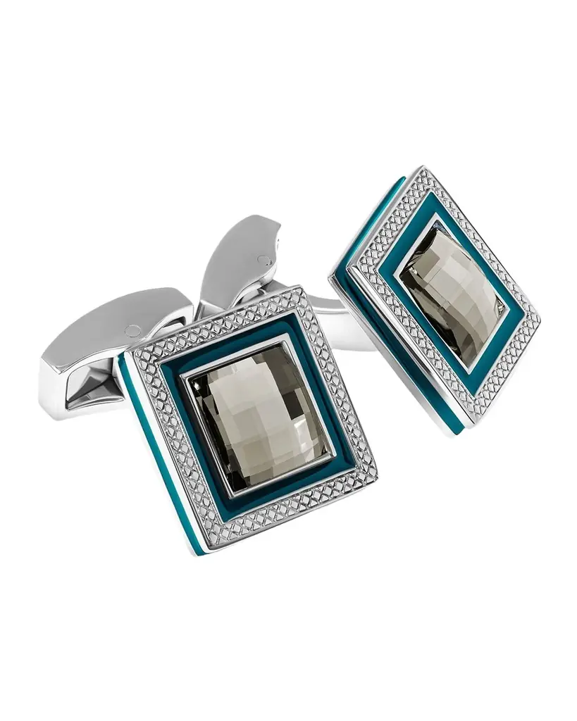 Tateossian Men 's Quadrato Crystal Cufflinks