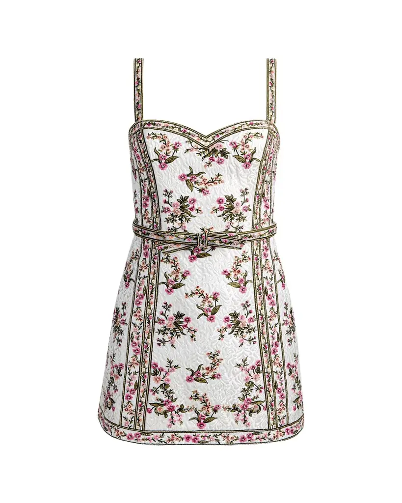 ALICE + OLIVIA Katia Embroidered Jacquard Mini Dress