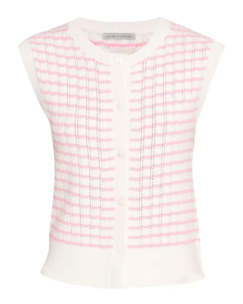 Elie Tahari The Dana Sleeveless Striped Sweater