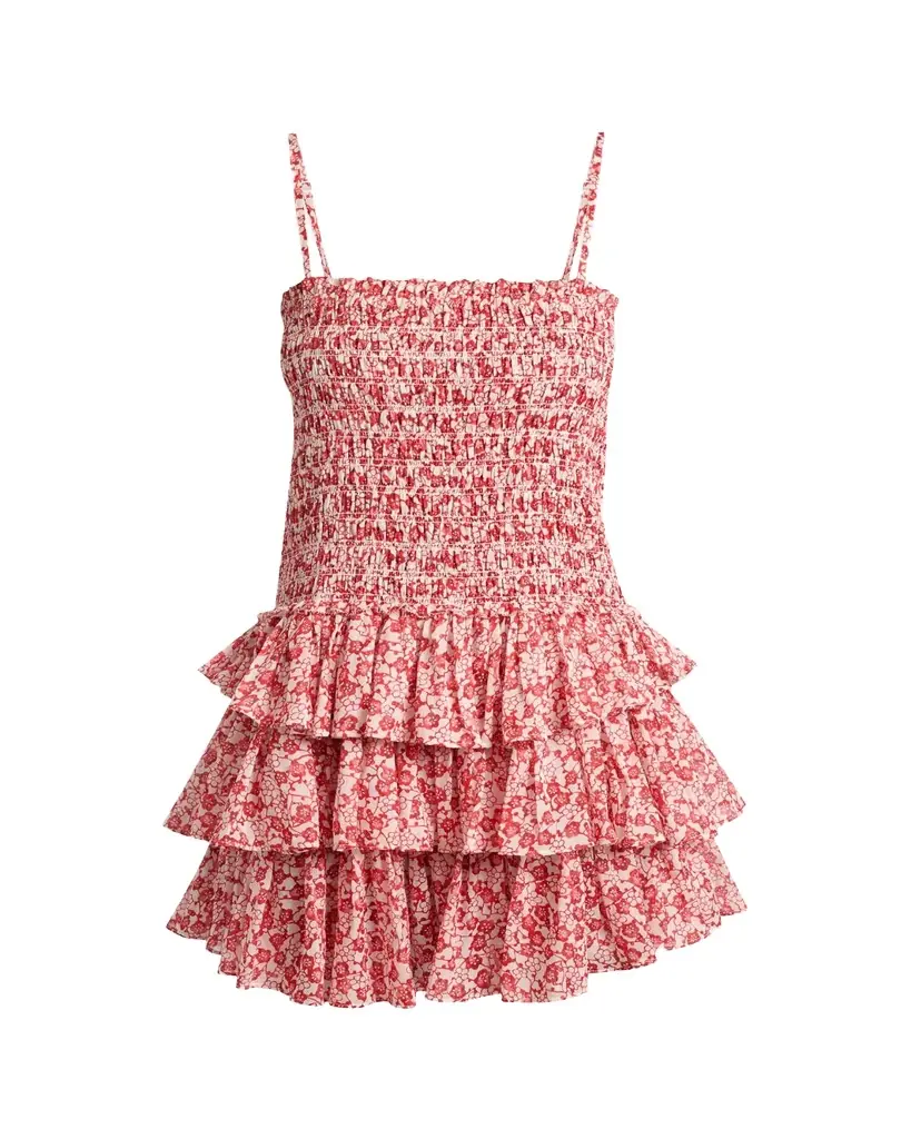 Etoile Isabel Marant Elodie Floral-Print Smocked Ruffle Mini Dress