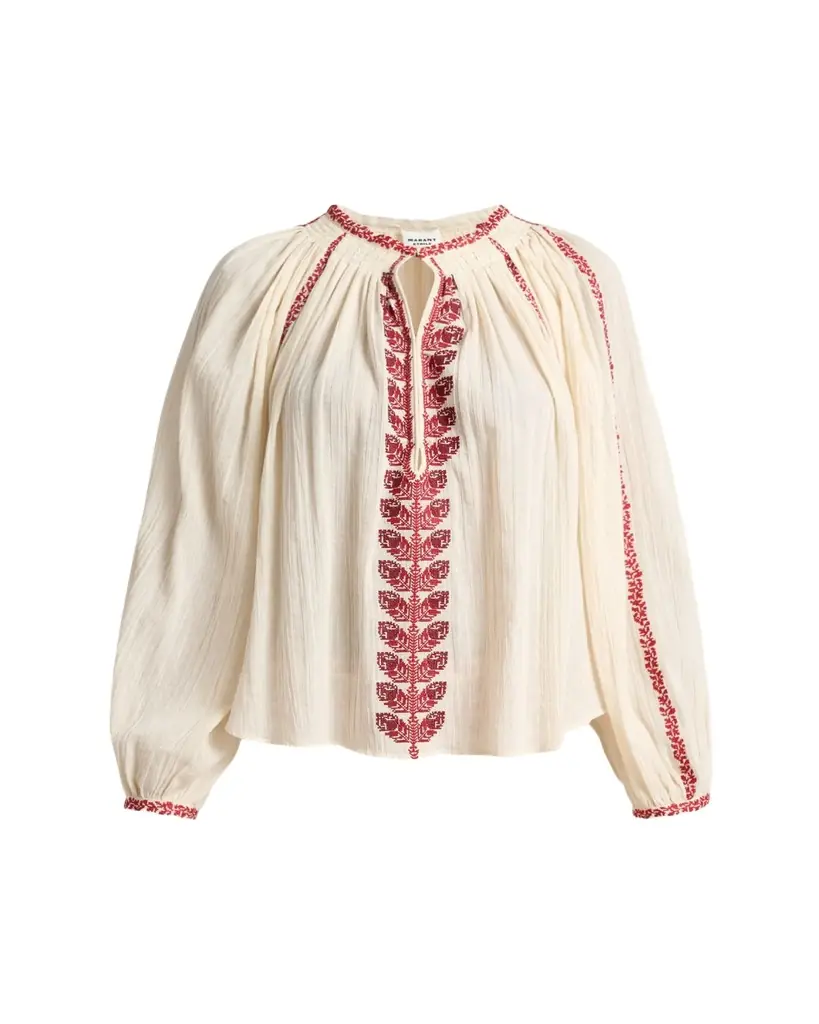 Etoile Isabel Marant Lena Embroidered Cotton Gauze Blouse