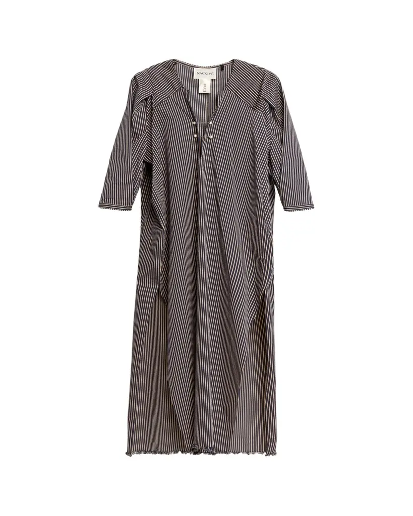 NACKIYE Offshore Striped Long-Sleeve Maxi Caftan Dress