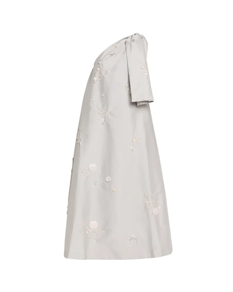 BERNADETTE Winnie One-Shoulder Bow Embellished Taffeta Gown