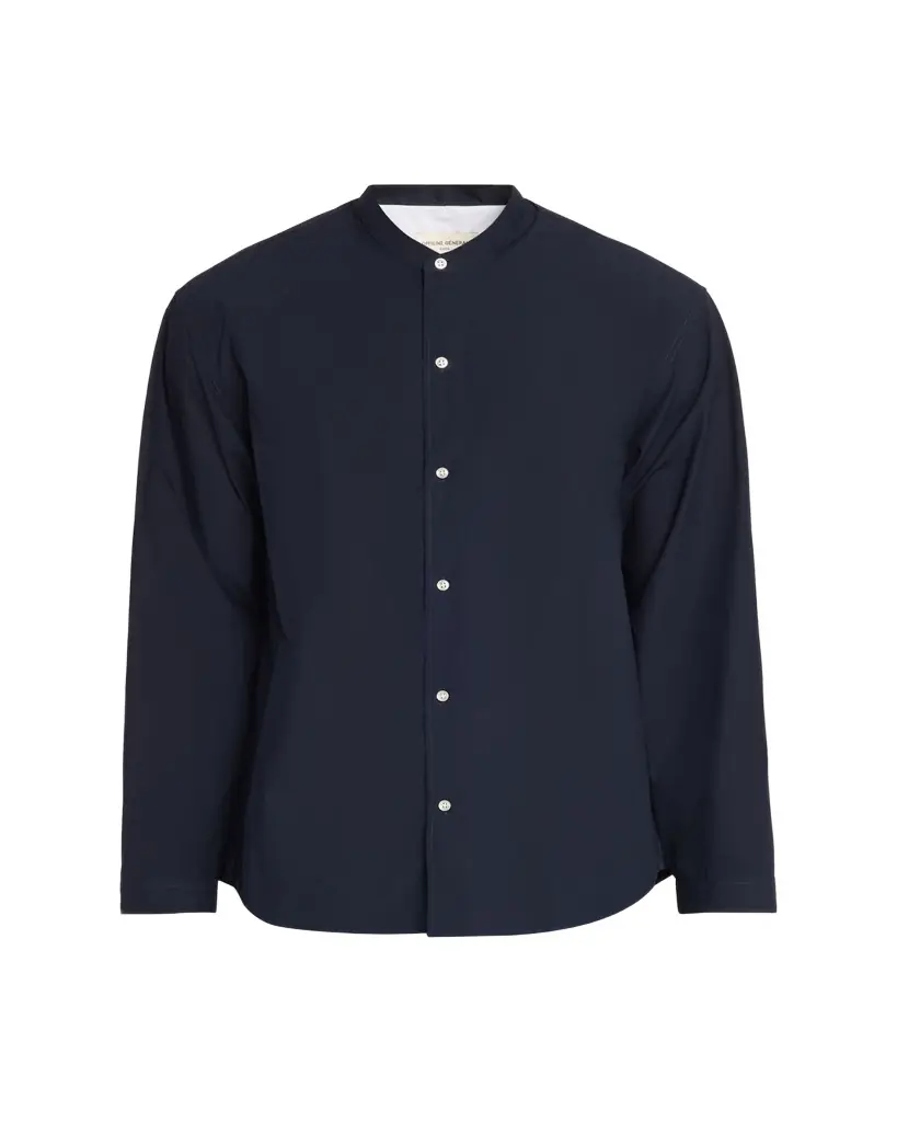 Officine Generale Men's Poplin Band-Collar Button-Down Shirt