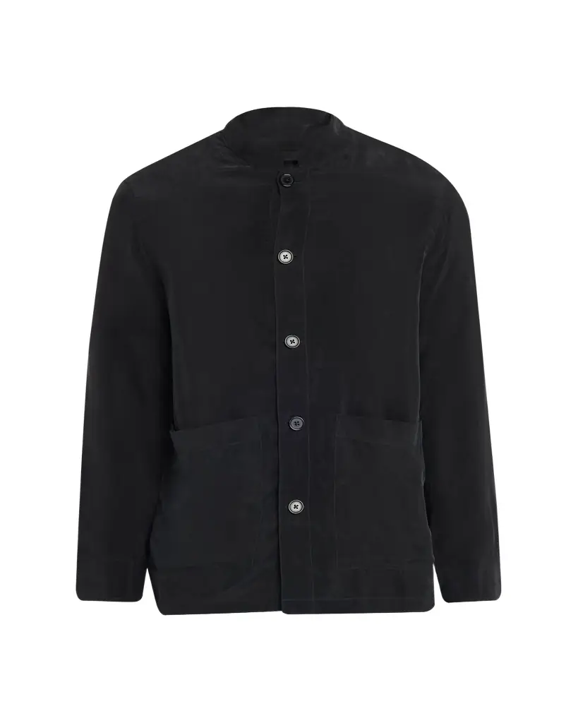 Officine Generale Men's Cupro Band-Collar Jacket