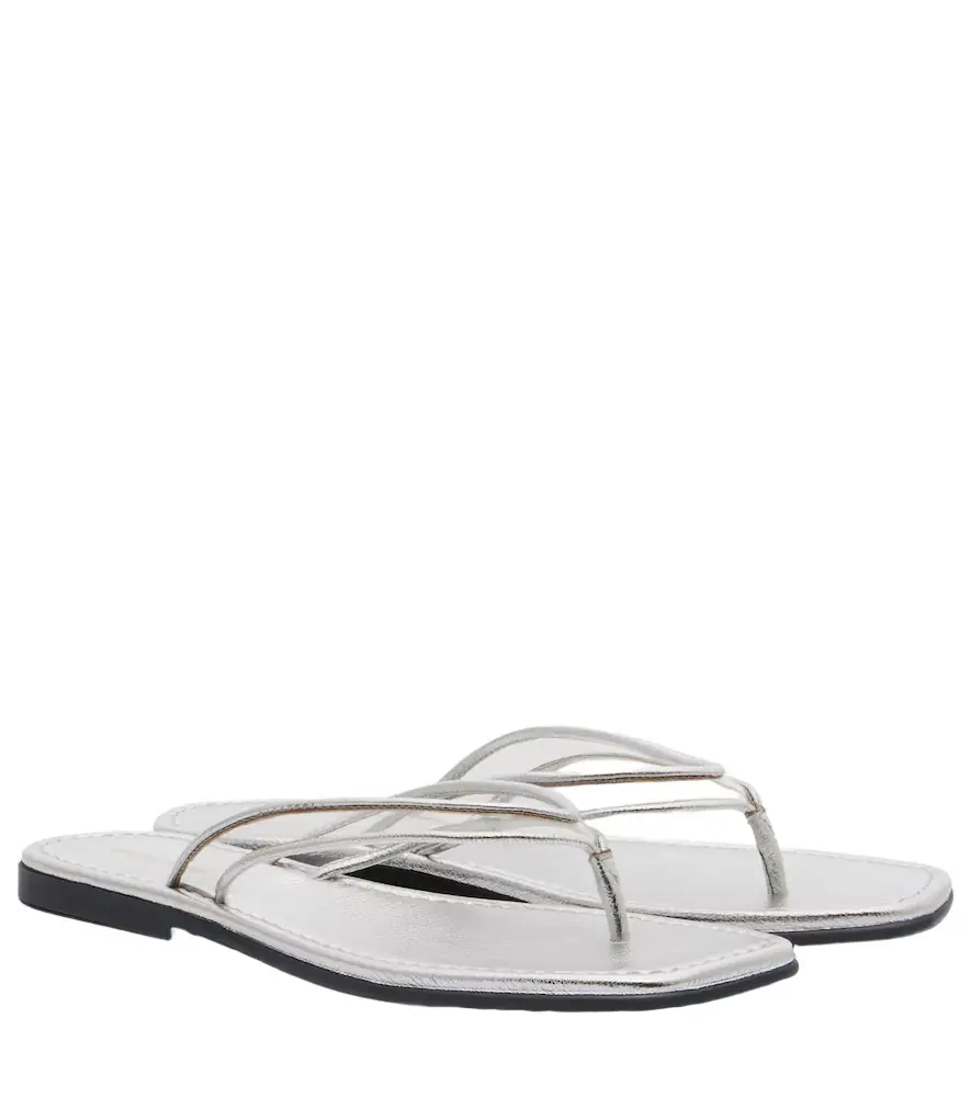 Veronica Beard Clea leather-trimmed PVC thong sandals