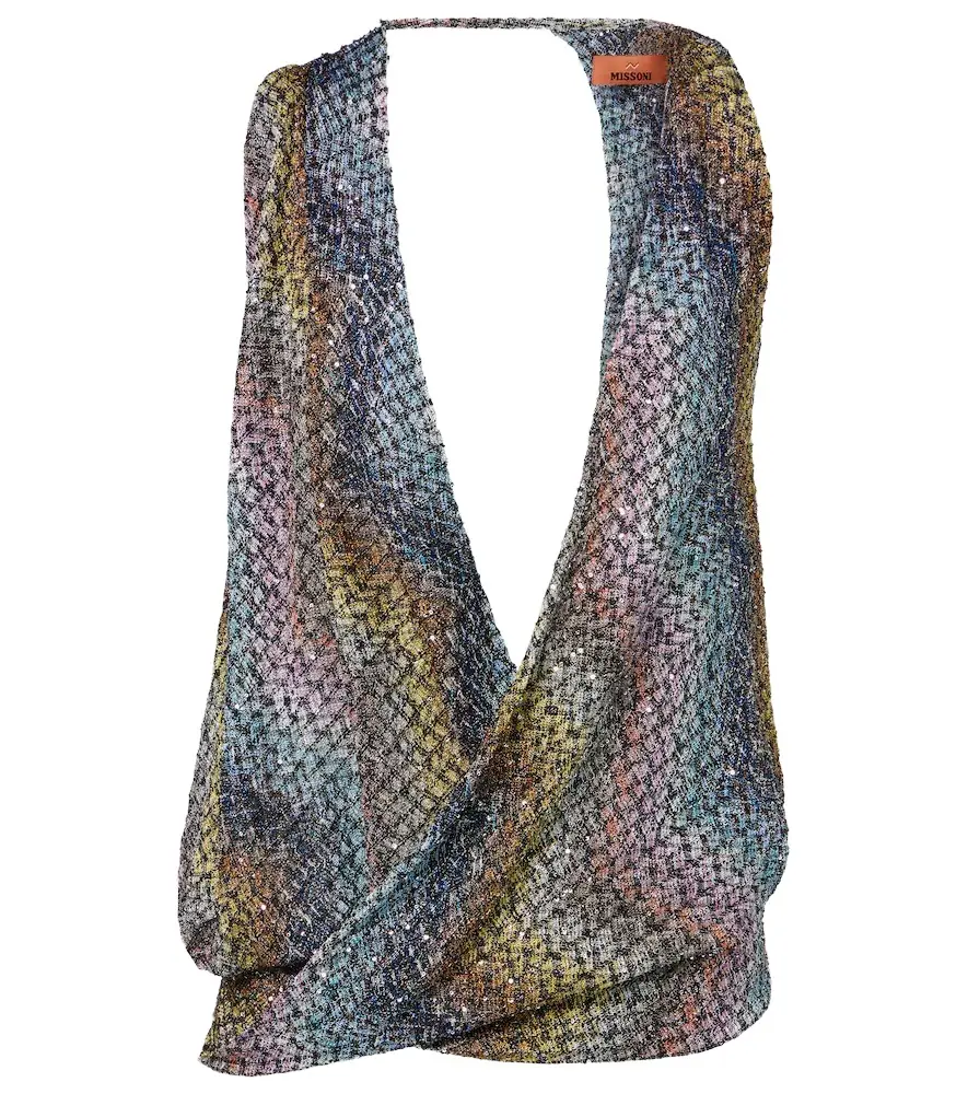 Missoni Sequined knitted lamé top
