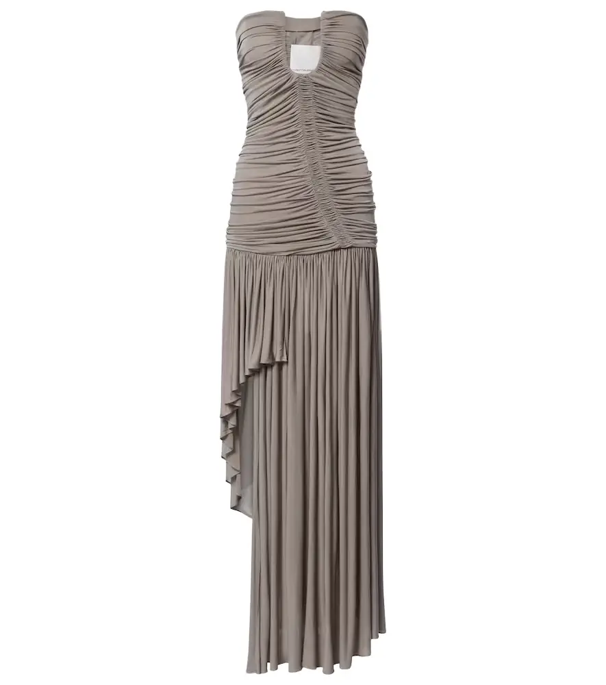 Christopher Esber Ruched asymmetric maxi dress