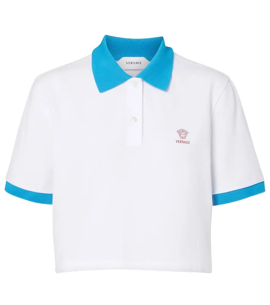 Versace Embroidered cotton piqué polo shirt