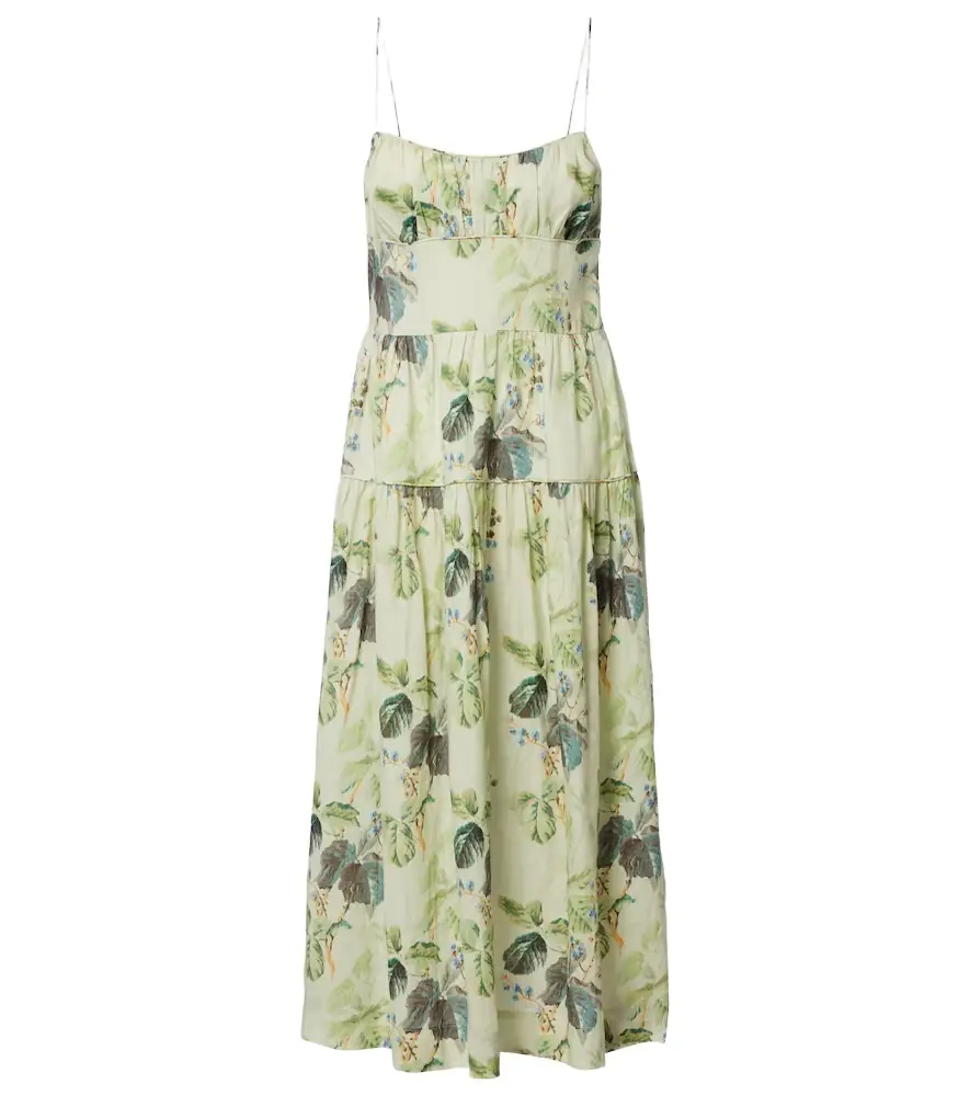Doen Dôen Benoit floral ramie midi dress