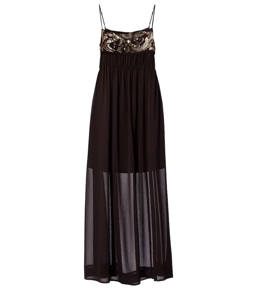 Xu Zhi Sequined chiffon maxi dress