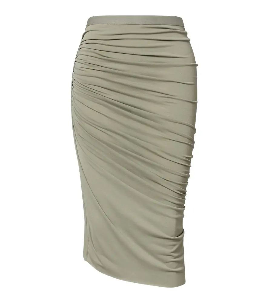 Rick Owens Lilies Edfu ruched midi skirt